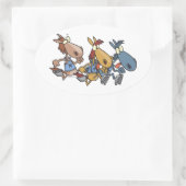 Sticker Ovale dessin humoristique de course à cheval (Sac)