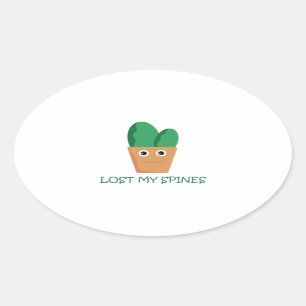 Sticker Ovale Dessin humoristique de personnage de cactus amusan
