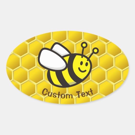 Sticker Ovale Dessin sur les abeilles (Devant)