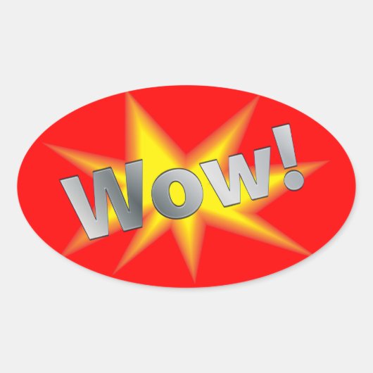 Sticker Ovale Dessin WOW (Devant)