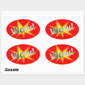 Sticker Ovale Dessin WOW (Feuille)