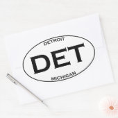 Sticker Ovale DET - Detroit Michigan (Enveloppe)