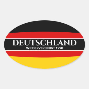 Sticker Ovale Deutschland Wiedervereinigt 1990 Texte blanc allem