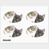 Sticker Ovale Deux chats - tabby et tortie (Feuille)