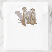 Sticker Ovale deux génies avec des ombres (Sac)