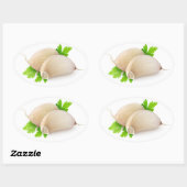 Sticker Ovale Deux morceaux d'ail (Feuille)