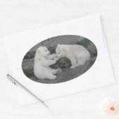 Sticker Ovale Deux oursons polaires (Enveloppe)