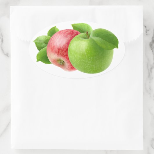 Sticker Ovale Deux pommes (Sac)