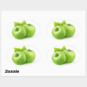Sticker Ovale Deux pommes vertes (Feuille)