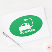 Sticker Ovale Devenez écolo ~ Conduite de voitures électriques (Enveloppe)