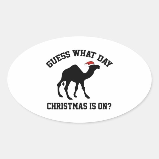 Sticker Ovale Devinez Quel Jour Est Noël ? Oui ! (Devant)