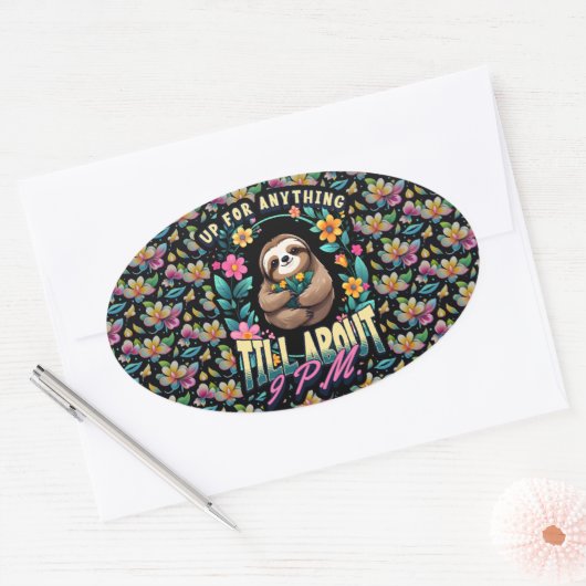 Sticker Ovale Devis Fantaisie sur toute l'impression (Enveloppe)