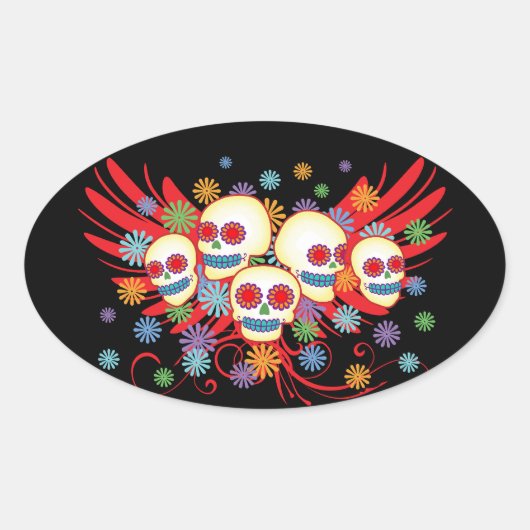 Sticker ovale Dia de los Muertos (Devant)