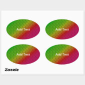 Sticker Ovale Diag Arc-en-ciel dégradé motif floral rouge vert (Feuille)