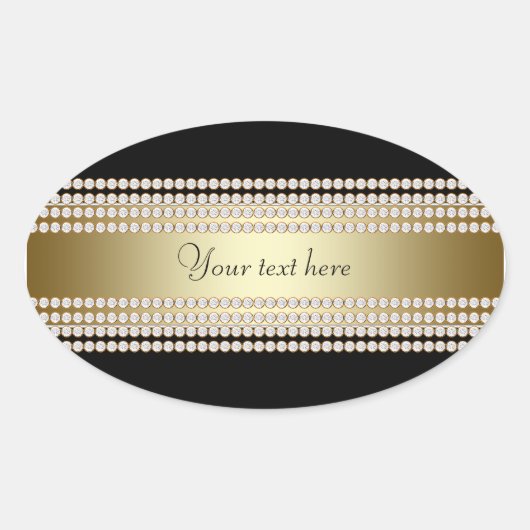 Sticker Ovale Diamant d'or noir (Devant)