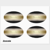 Sticker Ovale Diamant Or Noir (Feuille)