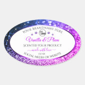 Sticker Ovale Diamants de Parties scintillant rose violet Étique (Devant)