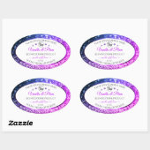 Sticker Ovale Diamants de Parties scintillant rose violet Étique (Feuille)