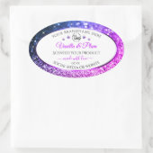Sticker Ovale Diamants de Parties scintillant rose violet Étique (Sac)