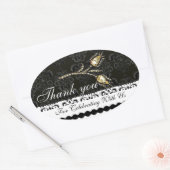 Sticker Ovale DIAMOND TULIPS BLACK WHITE DAMASK, Merci Favoriser (Enveloppe)