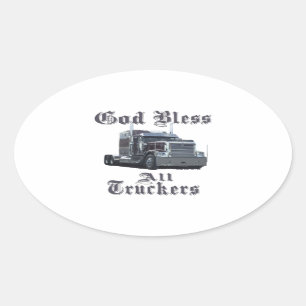 Sticker Ovale Dieu bénissent tous les camionneurs