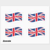 Sticker Ovale Dieu sauve le roi avec Union Jack (Feuille)