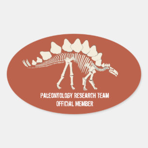 Sticker Ovale Dinosaur Bones Paléontologie Personnalisable Badge