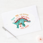 Sticker Ovale Dinosaure Merci (Enveloppe)