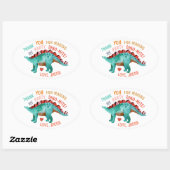 Sticker Ovale Dinosaure Merci (Feuille)