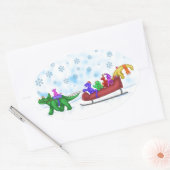 Sticker Ovale Dinosaure Sleigh Ride (Enveloppe)