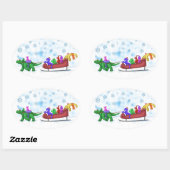 Sticker Ovale Dinosaure Sleigh Ride (Feuille)