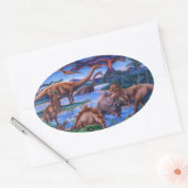 Sticker Ovale Dinosaures (Enveloppe)