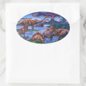Sticker Ovale Dinosaures (Sac)