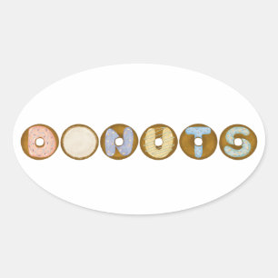 Sticker Ovale Dinuts avec dégivrage Alphabet et arroses