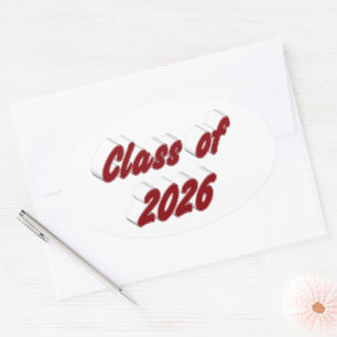 Sticker Ovale Diplômé de 2026 typographie bordeaux graduation