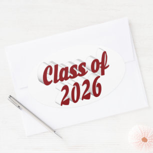 Sticker Ovale Diplômé de la promotion 2026 texte bordeaux