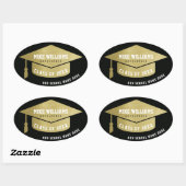 Sticker Ovale diplômé/diplômé/or/noir faux d'obtention du (Feuille)