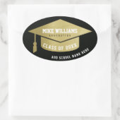 Sticker Ovale diplômé/diplômé/or/noir faux d'obtention du (Sac)
