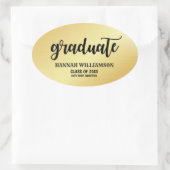 Sticker Ovale Diplômé d'or personnalisé de 2018 (Sac)