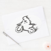 Sticker Ovale DIRT BIKE (noir gribouillant) (Enveloppe)