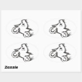 Sticker Ovale DIRT BIKE (noir gribouillant) (Feuille)