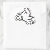 Sticker Ovale DIRT BIKE (noir gribouillant) (Sac)