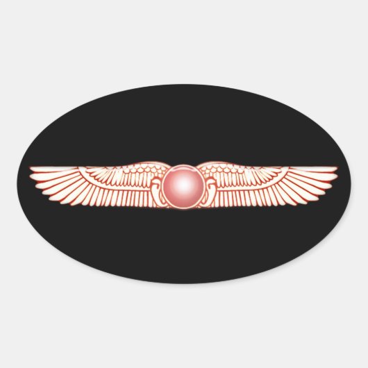 Sticker Ovale Disque sumérien de Sun à ailes par Anunnaki (Devant)