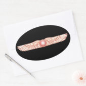 Sticker Ovale Disque sumérien de Sun à ailes par Anunnaki (Enveloppe)