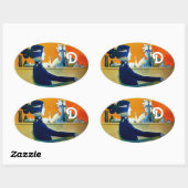 STICKER OVALE DIVA EN BLEU, MONOGRAMME DE MODE BEAUTÉ (Feuille)