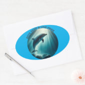 Sticker Ovale Dive Deep Live Dolphin gratuit (Enveloppe)