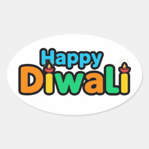 Sticker Ovale Diwali – La fête colorée de la lumière et de la jo