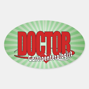 Sticker Ovale DOCTEUR LOGO BIG RED de gastroentérologue
