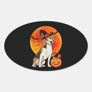 Sticker Ovale Dog Halloween Beagle Jack O