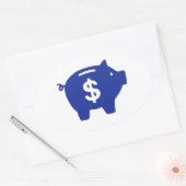 Sticker Ovale Dollar de banque de piggy (Enveloppe)